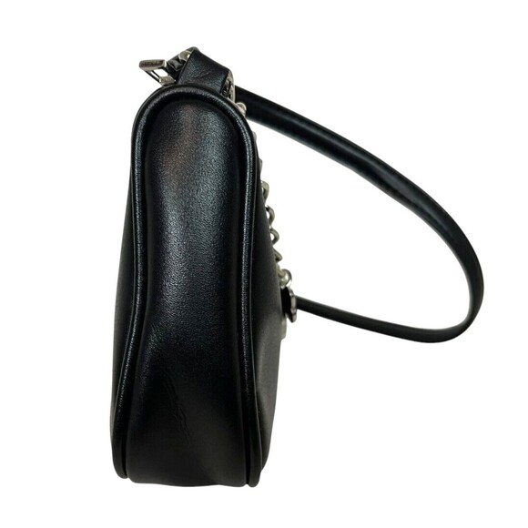 Whimsical Y2K Style Baguette Shoulder Bag Handbag Black w Butterfly Chain Detail - Picture 6 of 8
